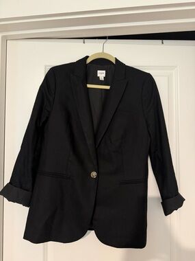J. Crew Black Single-Button Linen Tailored Blazer